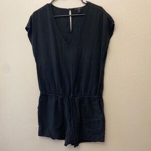 J Crew Black Romper XS Lyocell and Linen Blend